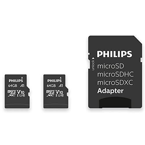 Carte mémoire PHILIPS SDXC 2-Pack 64GB + adaptateur SD UHS-I U1 jusqu'à ...