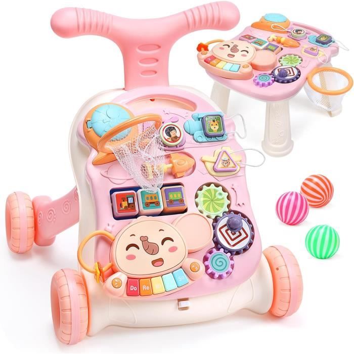 KIDIZ® Trotteur Babywalker 4 en 1 Chariot d'éveil et de marche Trotteur - fonction basculante Transat avec roulettes, lumière, musique, aire de jeu Table à manger Trotteur Pliable : .be: Bébé et