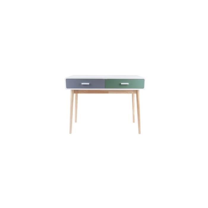 meuble de bureau - present time - bureau moderne 2 tiroirs - gris vert blanc - contemporain - design