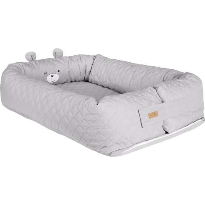 ROBA Nid de Bébé roba Style Douillet - Motif visage Ours Sammy - Gris argenté
