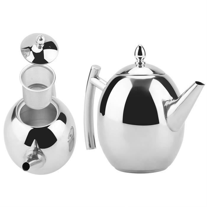 Théière Korkmaz Aqua – Caydanlik – Acier Inoxydable 18/10 – 0,9L/1,5L – Argent