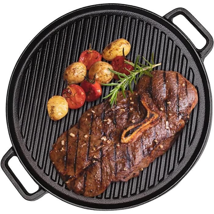 Poêle À Griller En Fonte Double Face Avec Double Poignée, Poêle À Frire À Induction Anti