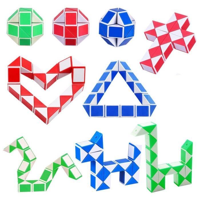 Rainbow*1 EACHHAHA Serpent Magique 48 Blocs-Magic Snake Cube-Snake Puzzle-Casse-tête Jeu de Cerveau-Convient comme Cadeaux de Noël et d'anniversaire-Puzzles 3D adaptés aux Enfants et aux Adultes 