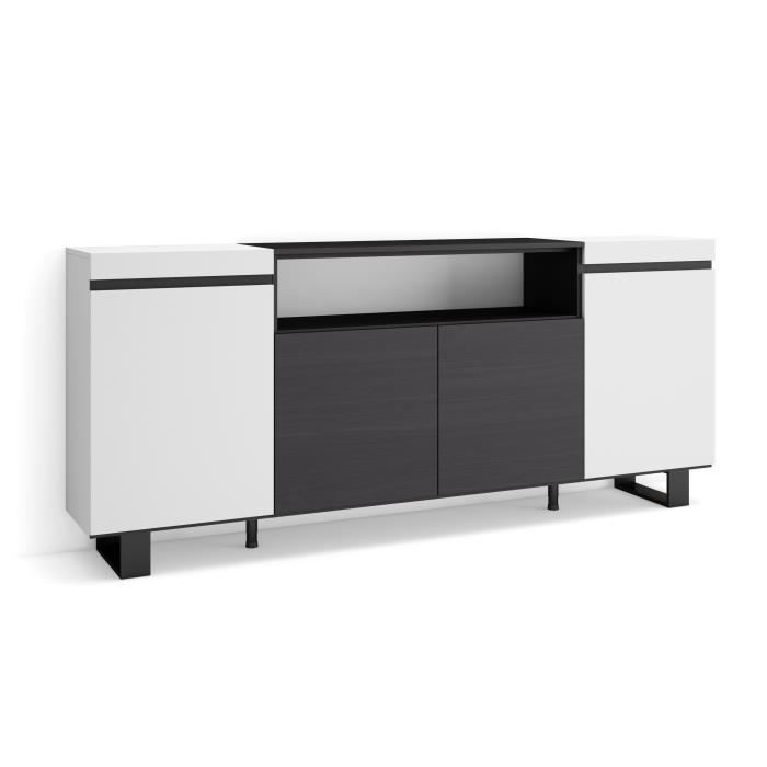Buffet Bahut Enfilade Meuble de Séjour 200x35x87cm Blanc et noir RF2297