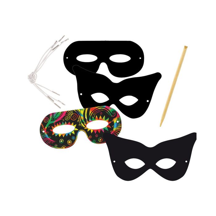 Masques à Gratter Enfant, 24 Pcs Masques En Papier Bricolage