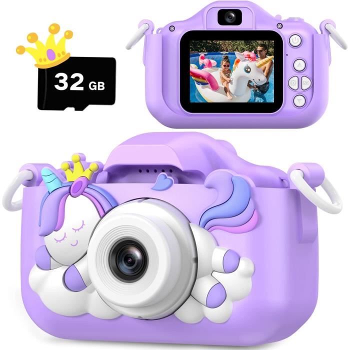 ETERNIUM Appareil Photo Instantané Enfant Licorne - Kit Créatif et Éducatif - Caméra Numérique 1080P Antichoc - 4 Rouleaux d'impression + Carte 32Go - Cadeau Noël Anniversaire Fille Garçon 3-12 Ans