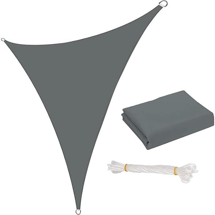 Toile D'Ombrage Triangulaire Idéprice 3x3x3m Polyester Déperlant Anti-UV 140g/m² - Gris Anthracite