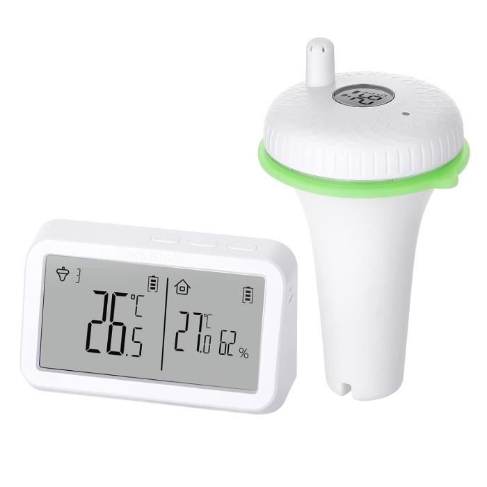 Thermomètre Piscine Sans Fil WiFi Rechargeable – IP67 Étanche – Température Eau + Intérieur/Humidité – Grand Écran