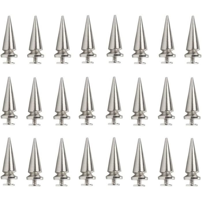 Lot 150 Rivets Cône Punk Argent - 100x (7x10mm) + 50x (7x20mm) - Pour Vêtements, Chaussures & DIY