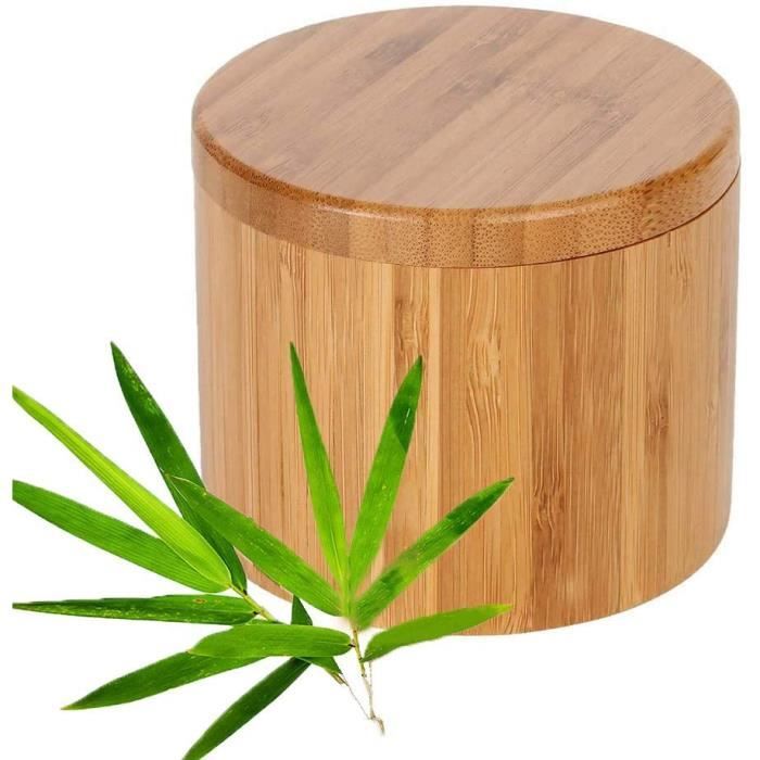 Lot De 2 Pots à épices En Bois Avec Couvercle Et Cuillère - Style Japonais Pour Sel, Sucre, épices, 6x9 Cm