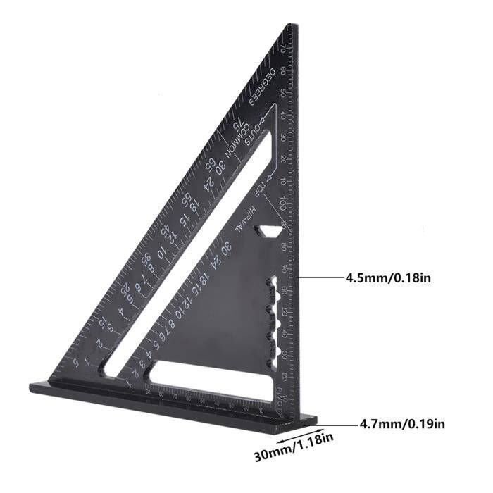 Règle Triangulaire Architecte 30 Cm Aluminium Noir – 6 Échelles Métriques 1:20 à 1:125