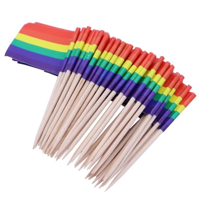 Piques à Cocktail Drapeaux – 6,5cm – Mix Couleurs – Pack Déco Pour Repas Sportifs