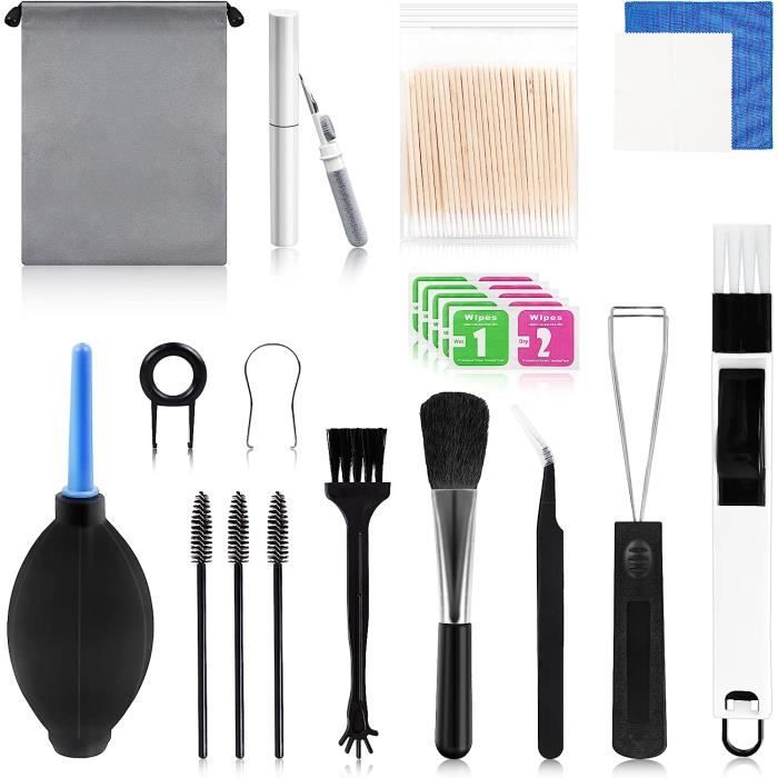 Kit De Nettoyage 20 En 1 – Pour Clavier, Téléphone, AirPods – Brosse, Spray, Outils – Nettoyage Complet Appareils électroniques - 10