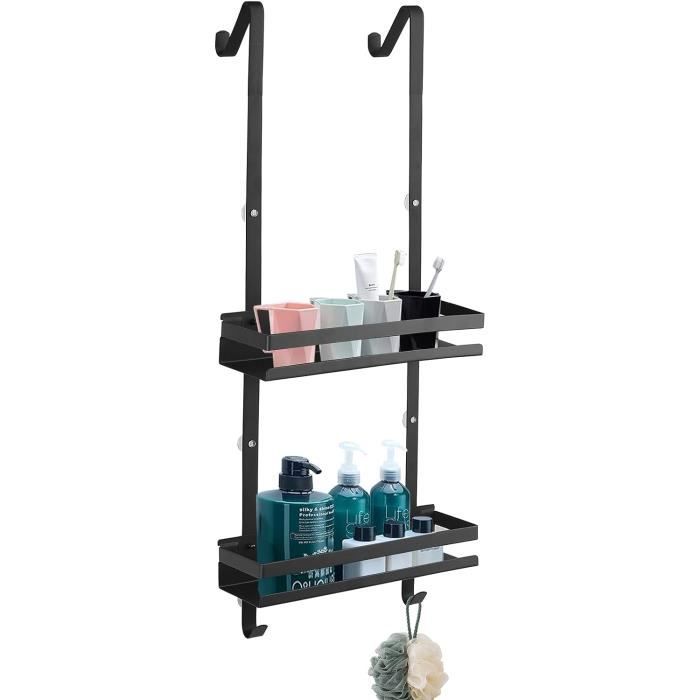 Etagère de douche 2 niveaux KIM Bambou & Acier Noir mat MSV Etagère de douche 2 niveaux KIM Bambou & Acier Noir mat MSV