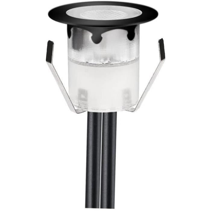 Lot de 10 Spots LED Encastrable Extérieur étanche IP67- Spot pour Terrasse Bois Plafond 1W DC12V Kit Mini Spot LED Lampe Extérieur pour Jardin Pisine