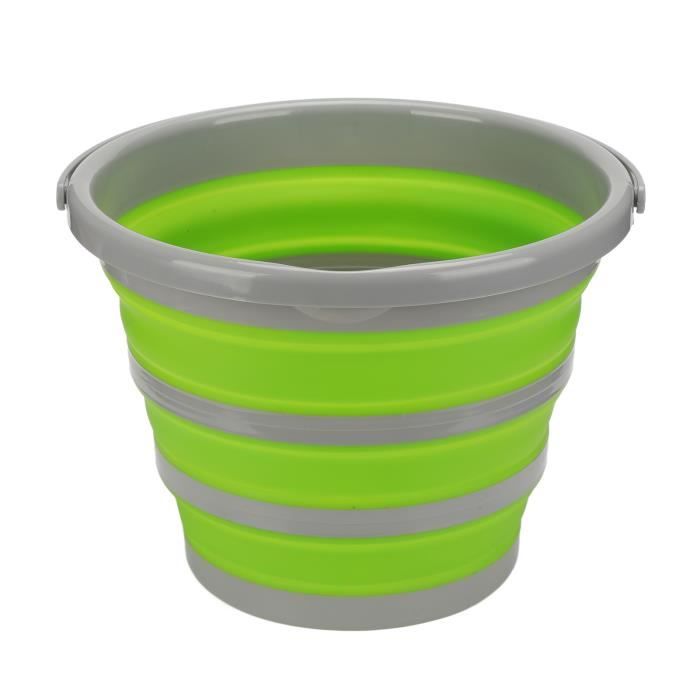 Seau Pliable Extérieur ASR Outdoor 10 Litres - Gris, Récipient à Eau Panoramique Doré - Pratique Et Léger