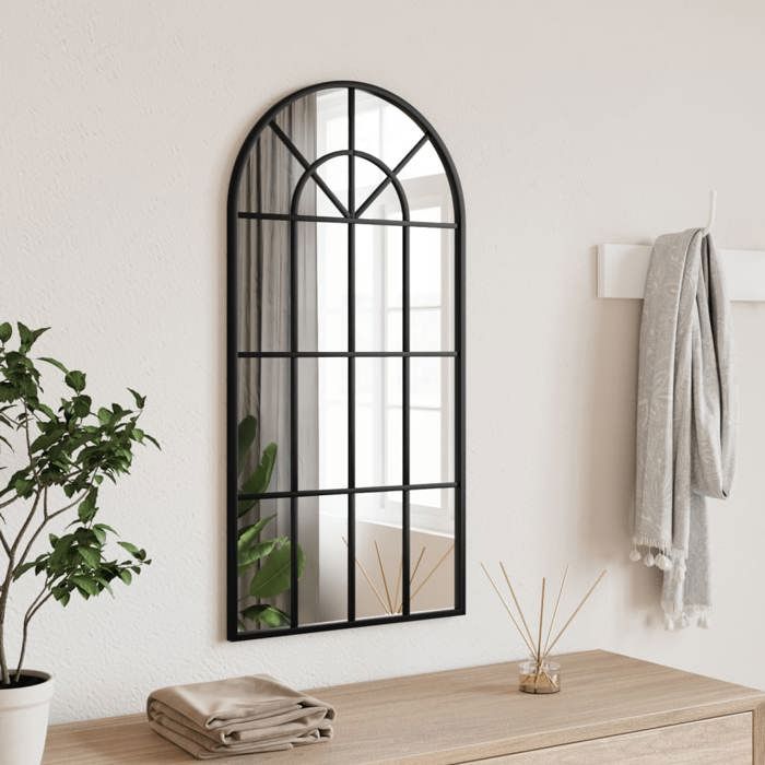 vidaXL Miroir mural noir 40x80 cm arche fer 358625