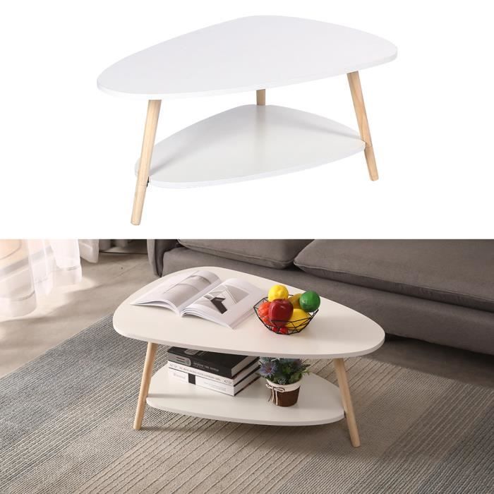 Willonin® Table Basse Ovale à 2 niveaux Bout de Canapé pour salon bureau L 90 x P 60 x H 40 cm