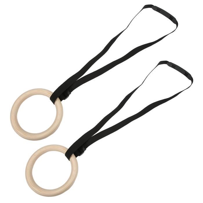 Anneaux De Gymnastique En Bois Avec Sangles Réglables - Diamètre 32 Mm, Pour Entraînement à Domicile