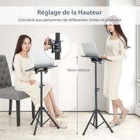 Support De Projecteur Et D'Ordinateur Portable, Trépied Pour Vidéoprojecteur Hauteur Réglable 68,5-160 Cm, Stand De Vidéoprojecteur Avec Plateau Et Support De Téléphone, Maison Bureau Studio | FR