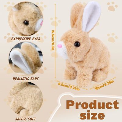 Lapin Interactif Réaliste Fenayuu – Peluche 16 Cm – Saute Et Remue Les Oreilles – 2 Piles AA – Cadeau Pâques Ou Anniversaire