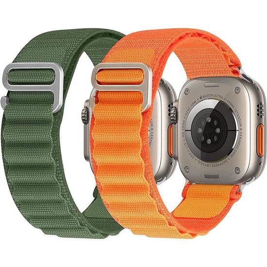 Boucle Alpine Bracelet Compatible Apple Watch Series 6/5/4/3/SE/Ultra/8/7  (49mm 44mm 45mm 42mm)Bracelet de Tissé élastique Orange - Cdiscount  Téléphonie