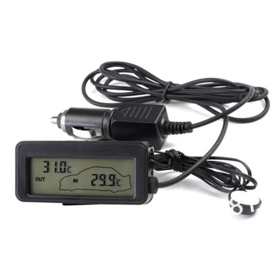 Mini voiture numérique Lcd Affichage Intérieur Thermomètre Extérieur 12v  Véhicules 1.5m Capteur de câble