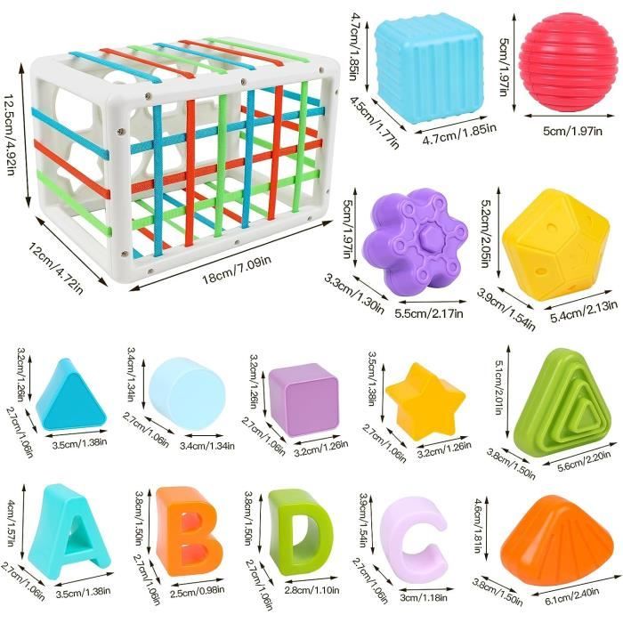 magdum 3 PCS D'activité Balle Livre Montessori 6-12 Cube A Empiler Jeux  Eveil Bebe 6 Mois-Jouet De Dentition pour Bébé 090602-06, Multicolore,  Large : : Jeux et Jouets