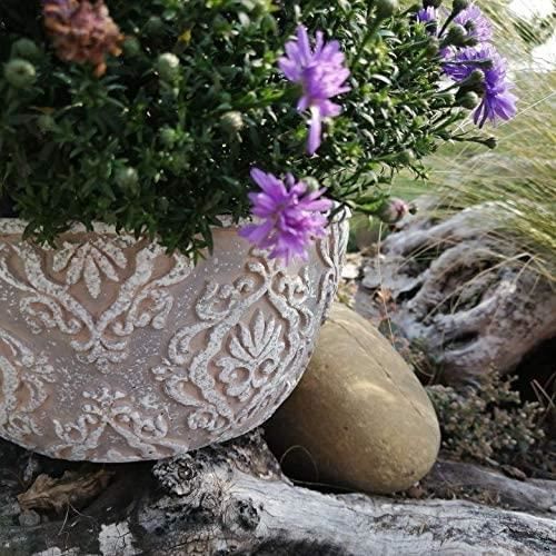 Cache Pot bac Fleur béton Pots Plantes en Ciment avec Ornament Gris  Jardinières résistant au Gel D'Intérieur et Extérieur 19x19x10cm :  : Jardin