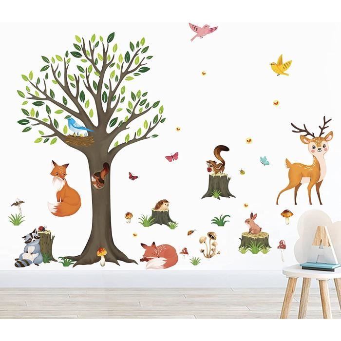 Kit 45 Stickers Muraux Enfants - Animaux de la forêt