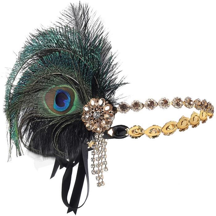 Style années 20 en plume de paon pour femme Charleston Gatsby le
