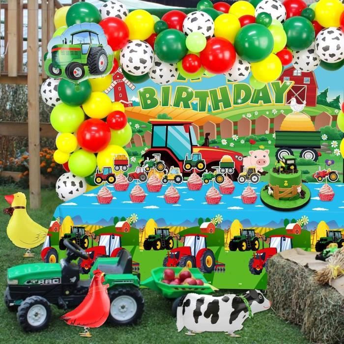 Nappe Tracteur PHOGARY 3PCS - 137x274cm - Thème Ferme Baby Shower Anniversaire