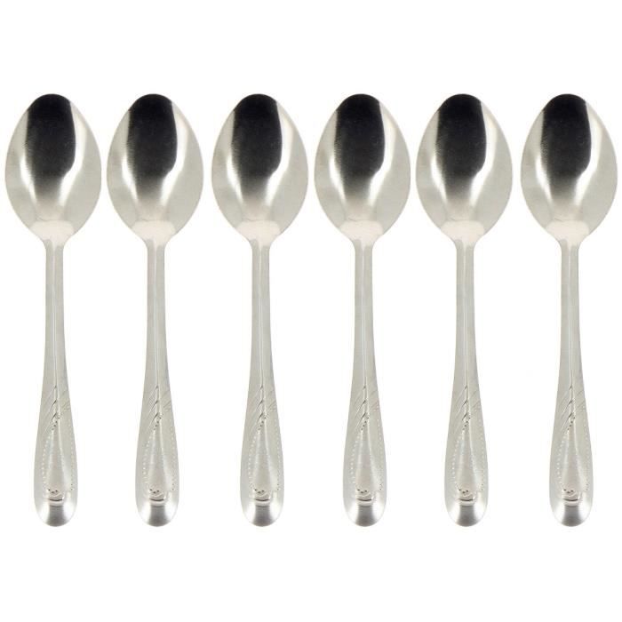 Lot De 6 Cuillères à Soupe En Inox - Design Ergonomique - Résistantes Au Lave-vaisselle - Idéales Pour Table Et Extérieur