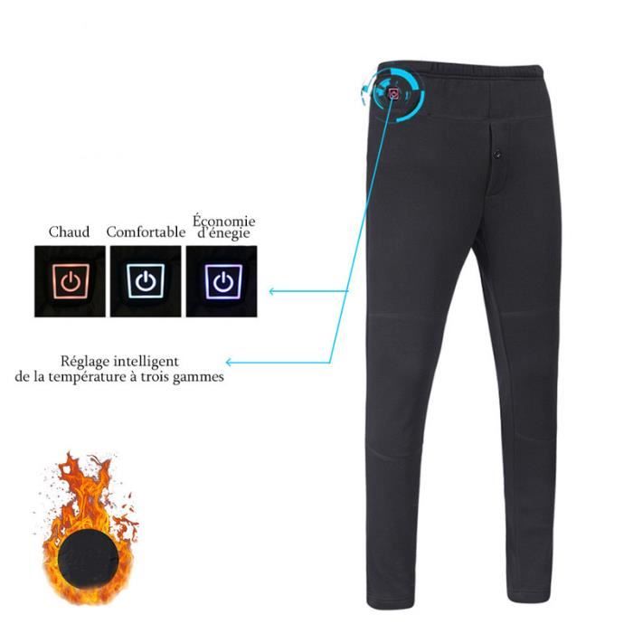 Pantalon Leggings Chauffant Femme Thermique Électrique Hiver Noir