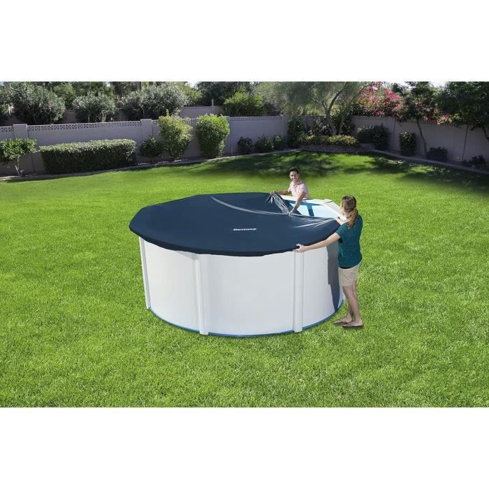 Housse De Piscine Ronde 4 Saisons - Diamètre 160 Cm, Tissu Oxford 210D Anti-UV Et Imperméable Avec Cordon Élastique Renforcé - 8