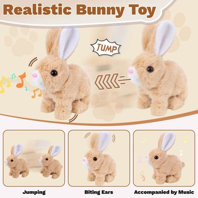 Lapin Interactif Réaliste – Saut, Oreilles Tremblantes – Peluche 16 Cm – 2 Piles AA