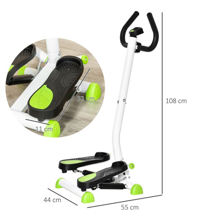 HOMCOM Stepper avec Guidon Stepper Fitness Appartement écran LCD résistance réglable Exercise Hanches Jambes lombes pour Maison Acier Gris, Vert, Noir (Blanc HOMCOM Stepper avec Guidon Stepper Fitness Appartement écran LCD résistance réglable Exercise Hanches Jambes lombes pour Maison Acier Gris, Vert, Noir (Blanc
