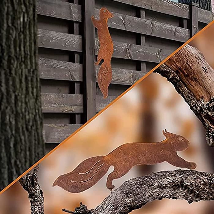 Écureuil pour Arbre - Décoration de Jardin en métal - 30 cm - Patine  Rouille Naturelle : : Jardin