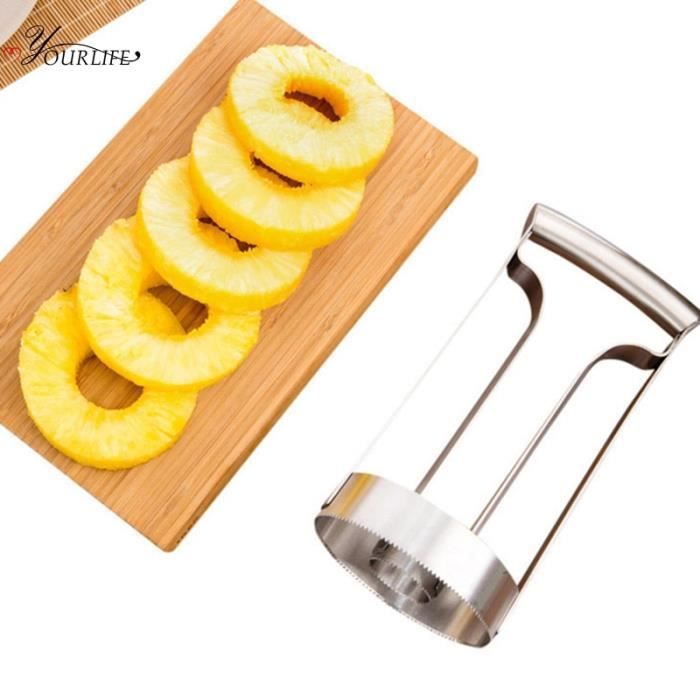Outil de carottier et de trancheuse d'ananas, extracteur de noyau d'éplucheur  d'ananas pour couper en dés les anneaux de fruits (3-h)