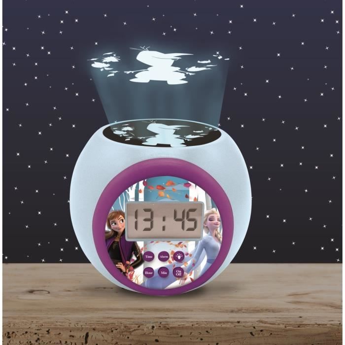 Réveil Numérique La Reine Des Neiges - Lumière Ambiance Colorée Pour Enfants - Horloge Carrée USB - Cadeau Fille Garçon