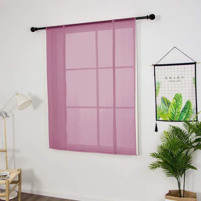 Rideau Romain SIMPVALE Vin Rouge 60x155cm - Élégant Store Fenêtre Semi-Transparent Pour Chambre, Salon, Cuisine Et Balcon