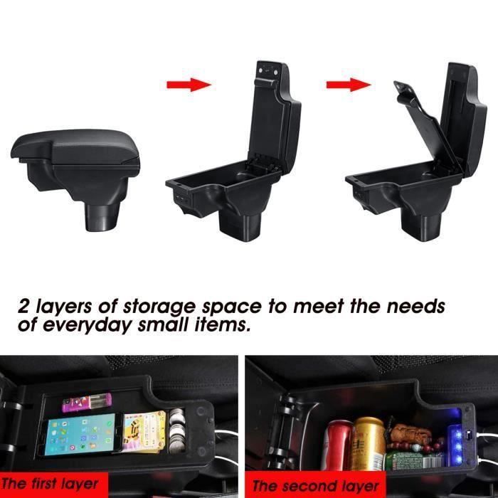 Coussin Accoudoir Portière Pour Nissan Juke 2010-2019 - Support Coude Gauche Avec Rangement - ABS Et Cuir, 20x8x8 Cm