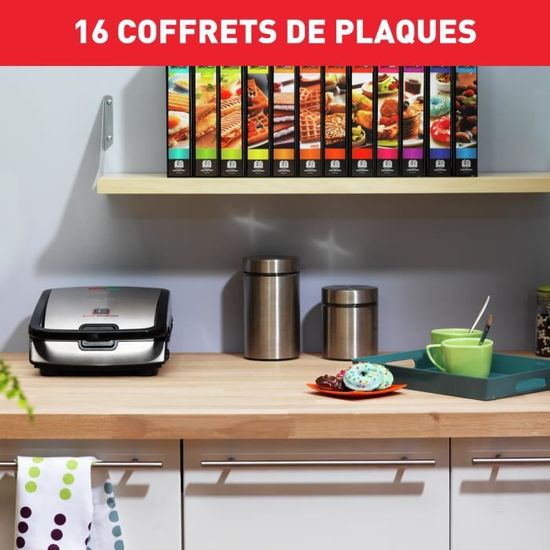 Livres De Recettes Inclus Noir Inox Tefal Sw853d12 Snack Collection 2 Appareil Croques Et Gaufres Jeux De Plaques Elettrodomestici Casa E Cucina