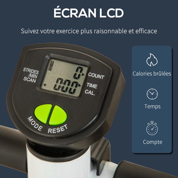 Stepper Fitness Pliable Réglable Avec Guidon écran LCD Blanc Stepper Fitness Pliable Réglable Avec Guidon écran LCD Blanc