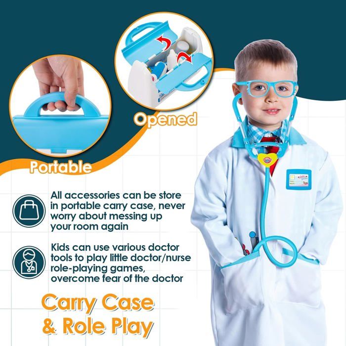 Malette De Docteur Pour Enfants – Coffret Dentiste Avec Lumières Et Sons – Cadeau Fille Garçon 3 Ans+