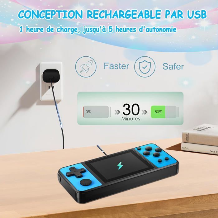 Console De Jeux Portable Rétro Avec étui – Système ArkOS, Double Cœur, LCD, Batterie Rechargeable – Jeux Classiques Préchargés