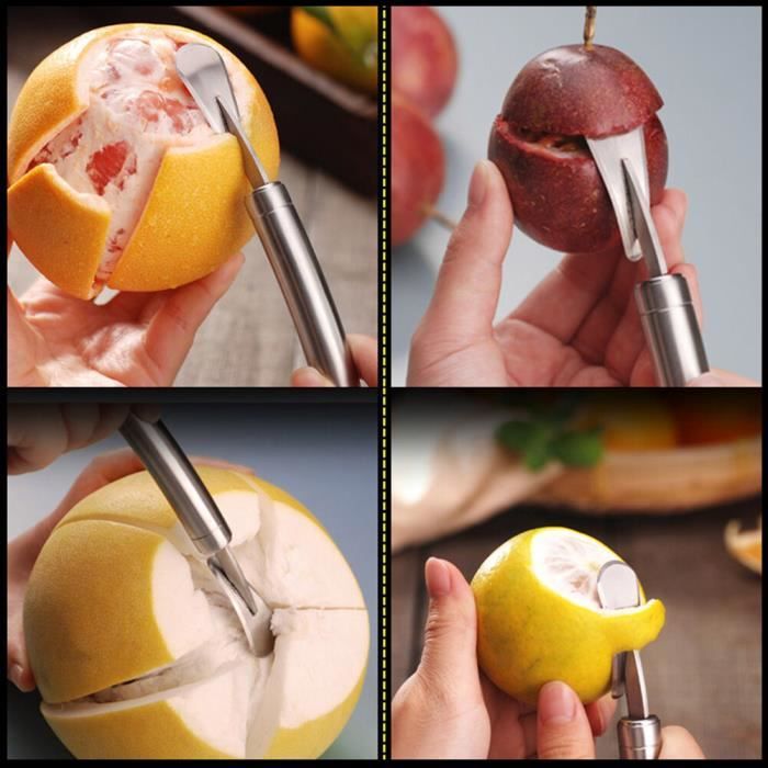 Éplucheur de pamplŒusse orange en acier inoxydable, ouvre-fruits pratique,  couteau à peler, coupe-épluchage, fournitures de cuisine - AliExpress