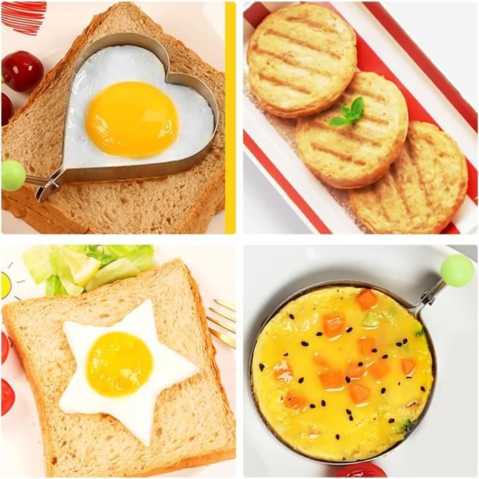 Anneau à Oeuf, 4pcs Inoxydable Omelette Moule Cuisson Moule avec Brosse  pour la Cuisson œuf au Plat/Pancakes/Omelettes et Plus, Revêtement  Antiadhésif : : Cuisine et Maison