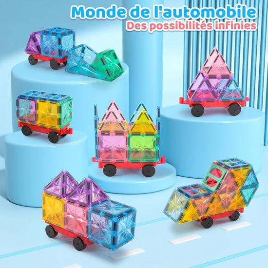 43 Pièces De Tuiles Magnétiques Miniatures - Jeu De Construction Portable Pour Enfants 3-6 Ans