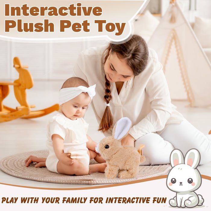 Jouet interactif éducatif Peut Marcher, Lapin de Pâques en Peluche ducatif Animal de Compagnie